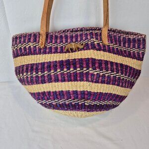 Vintage Handwoven Sisal Tote Market Bag from Kenya